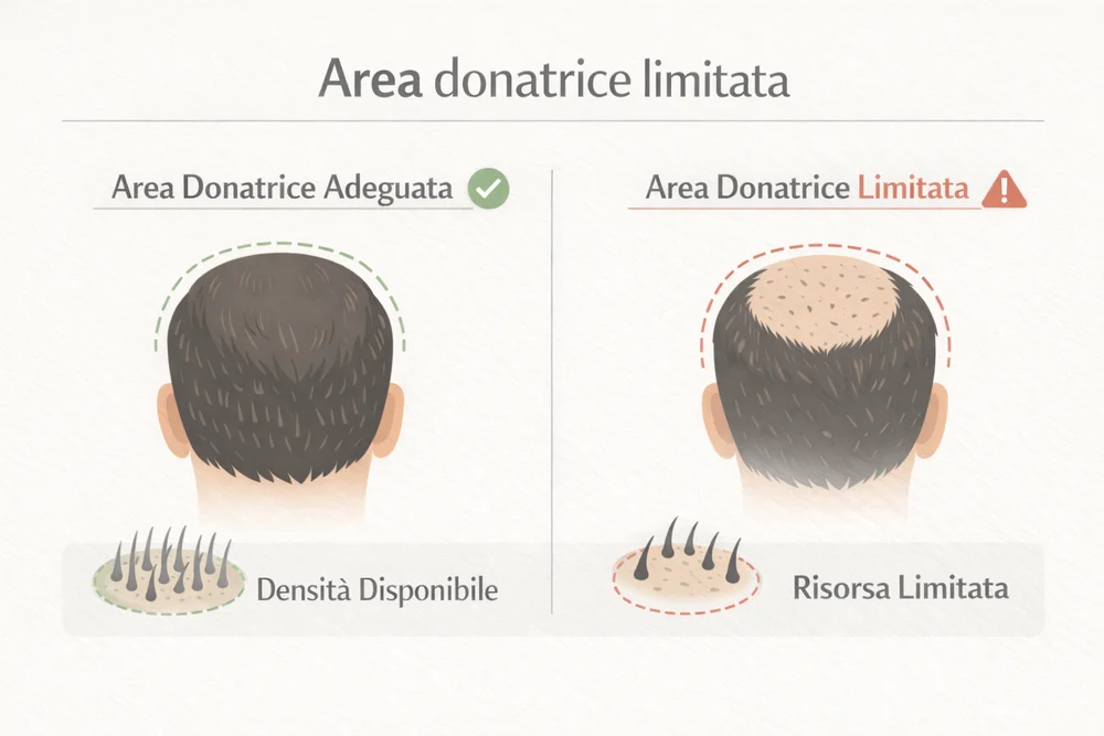 Area donatrice adeguata vs area donatrice limitata nel trapianto di capelli