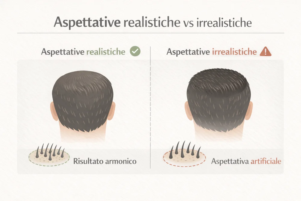 Aspettative realistiche vs irrealistiche nel trapianto di capelli